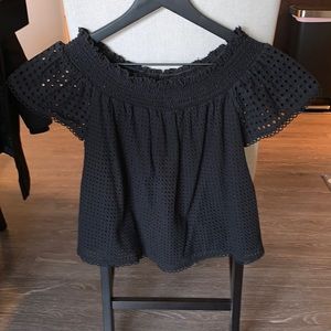 Nanette black eyelet top